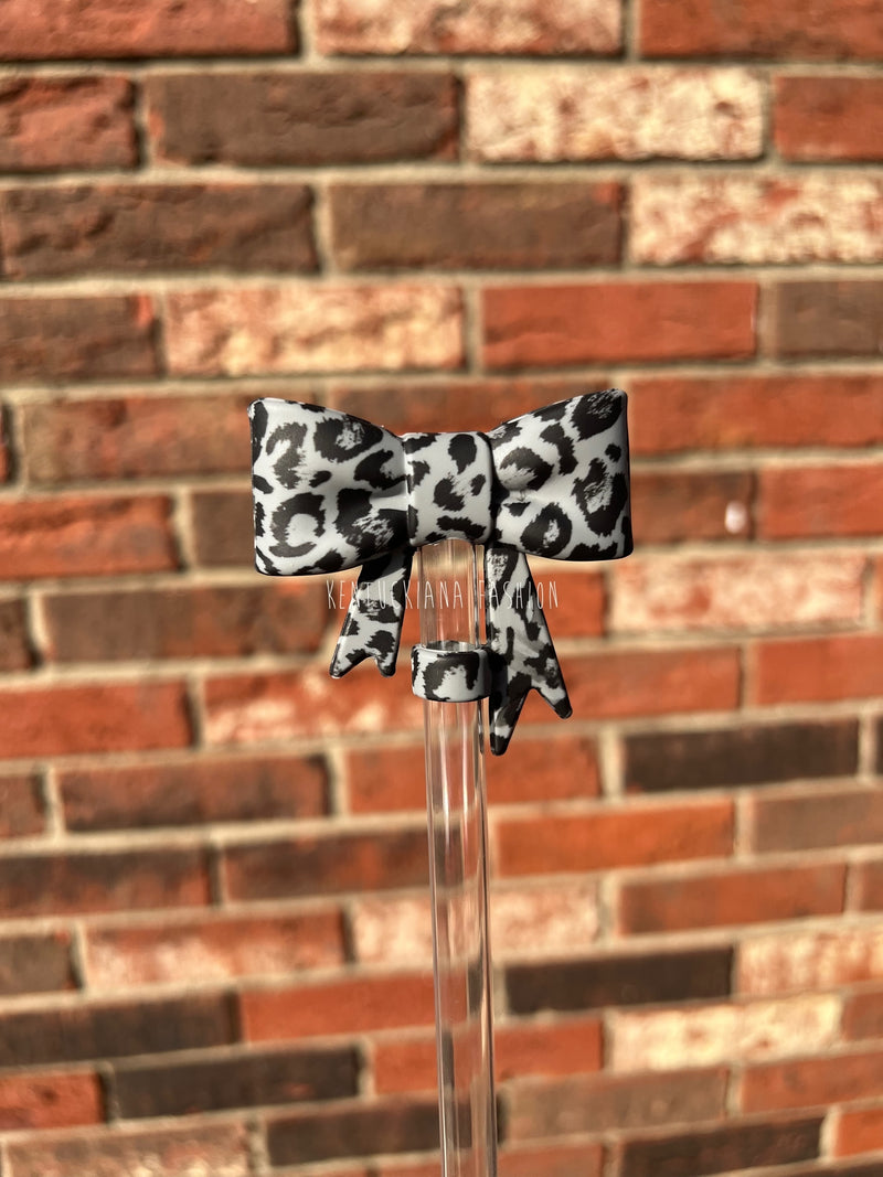 3D Bow Straw Topper - Cheetah (Opal & Regular options)