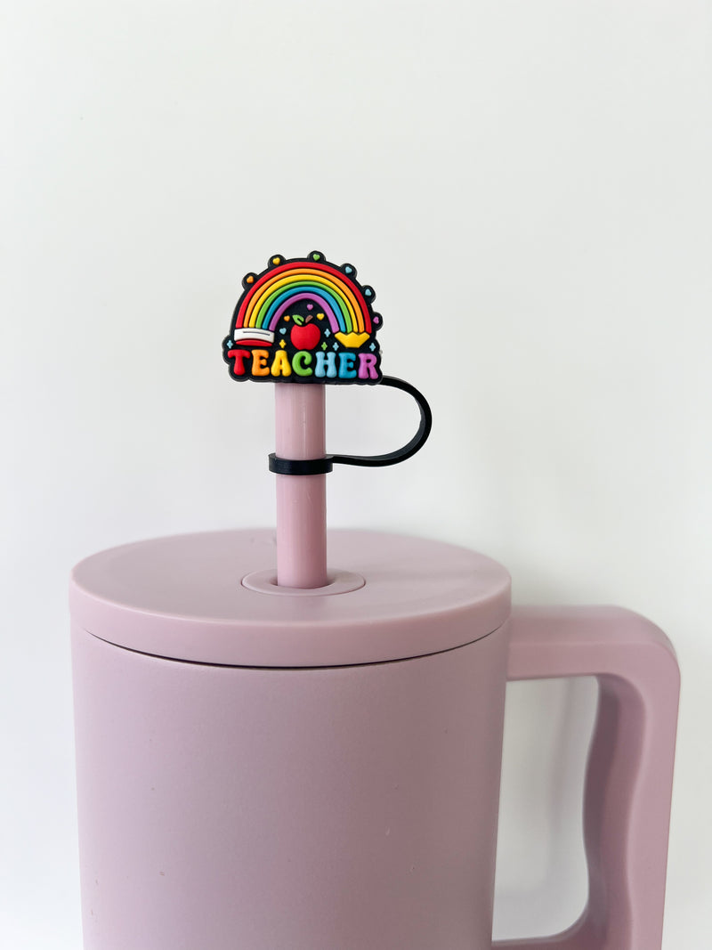 10mm Straw Topper- Teacher rainbow