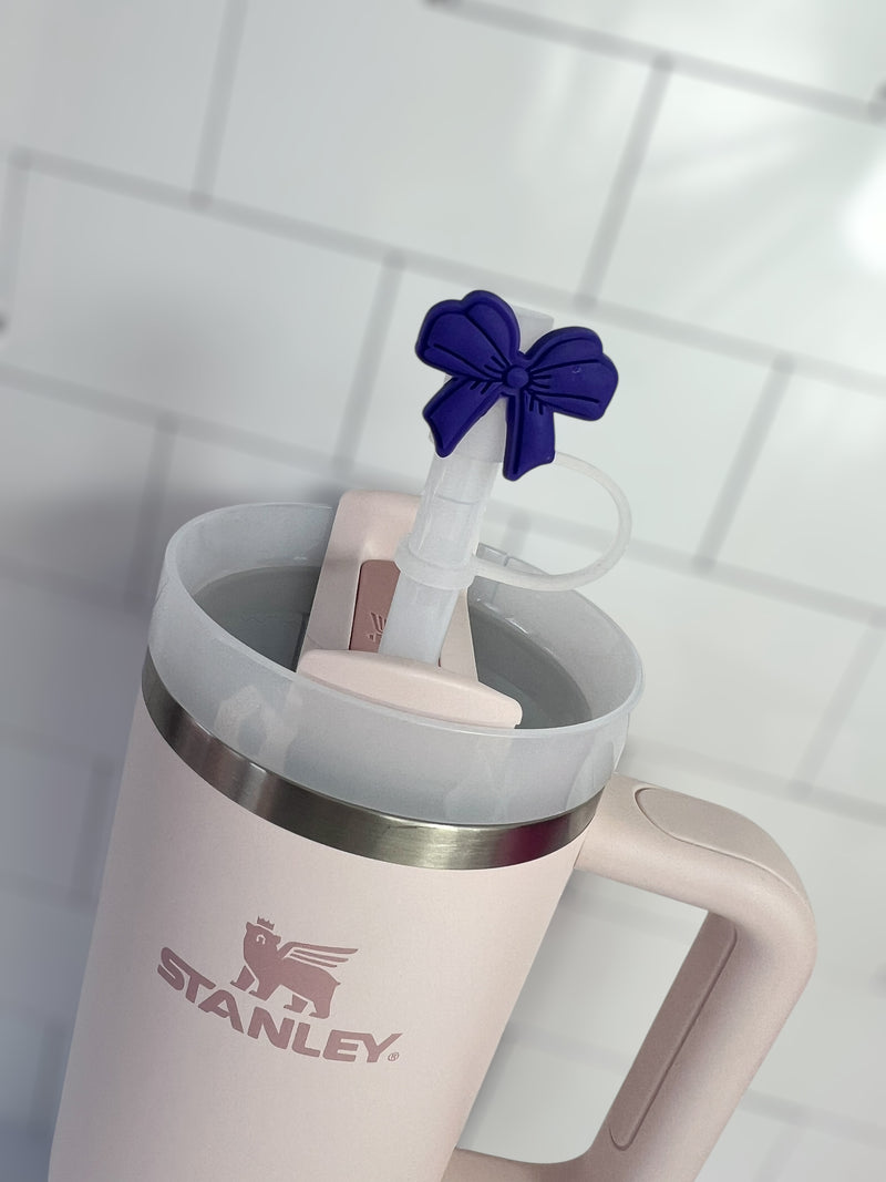 10mm Straw Topper- Purple bow