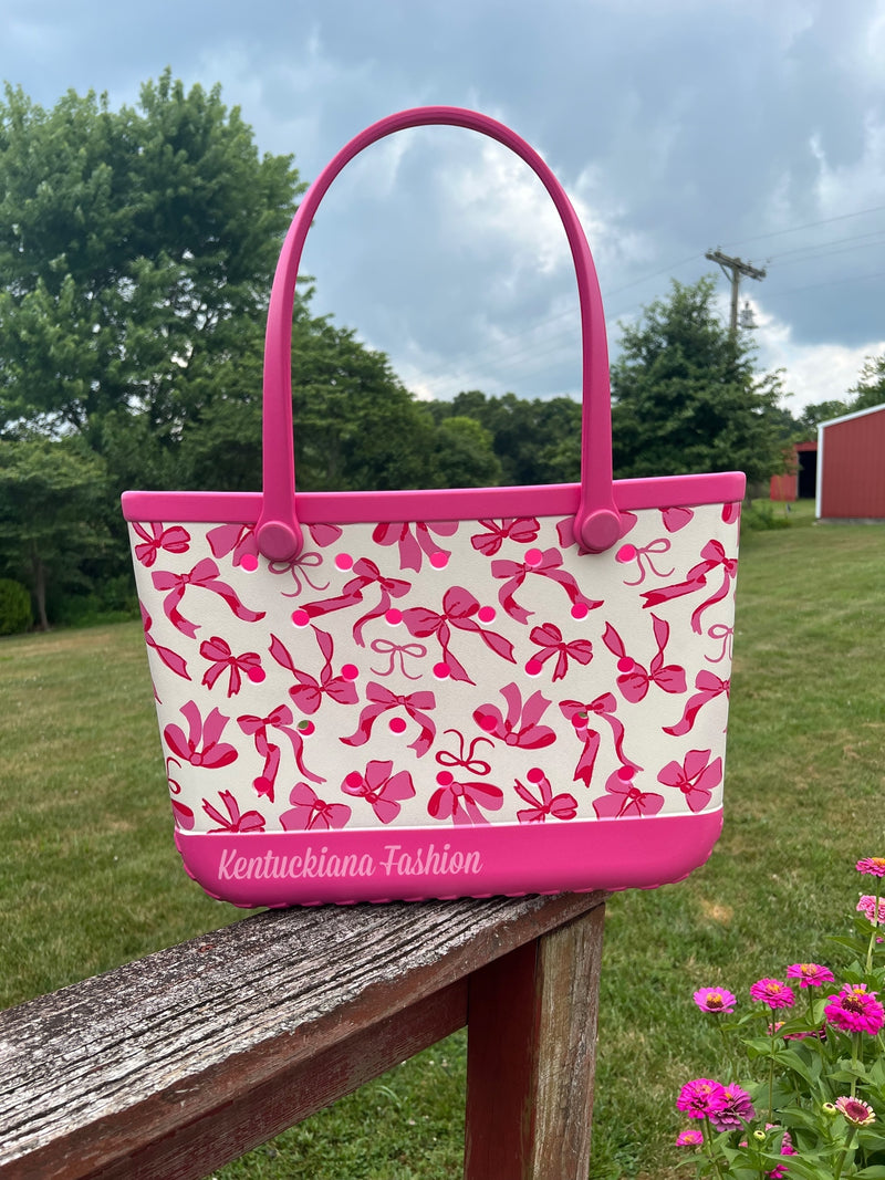 Large size EVA beach totes- Pink bows