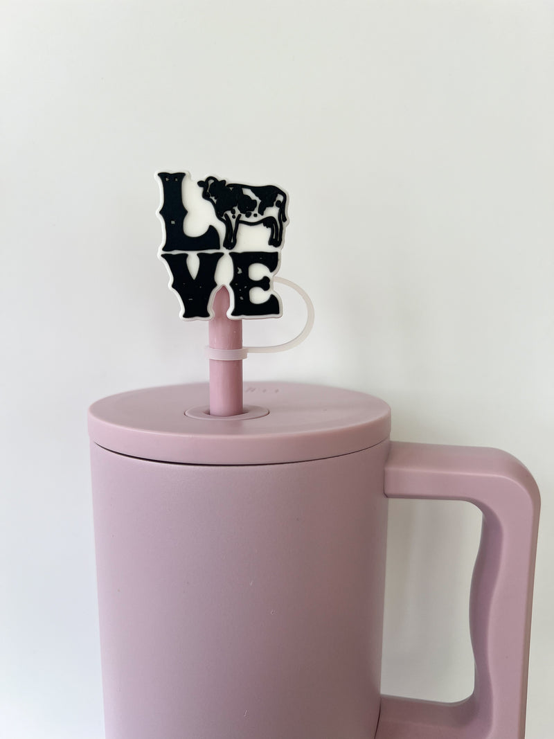 10mm Straw Topper- Love cow