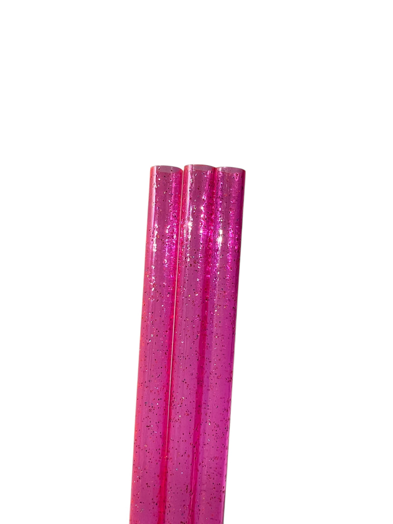 40 ounce straw - Pink solid glitter