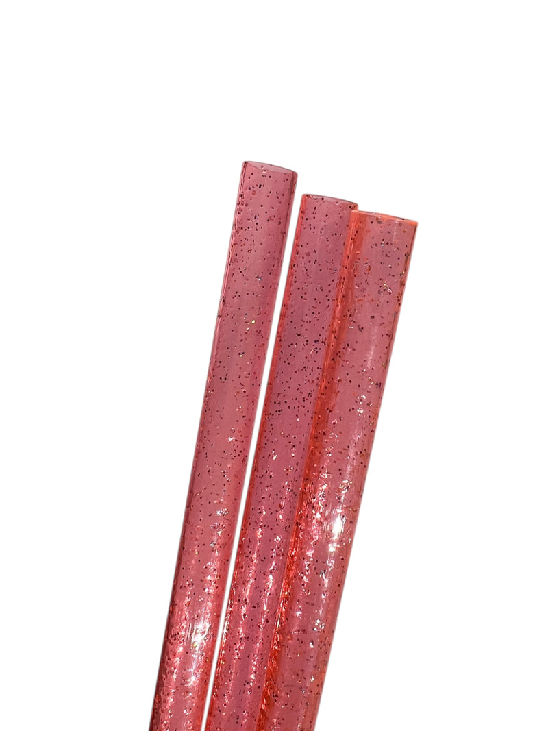 40 ounce straw - Coral orange solid glitter