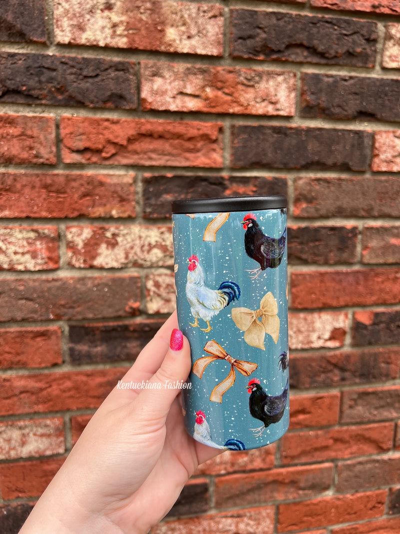 12 oz skinny can koozie - coquette chicken