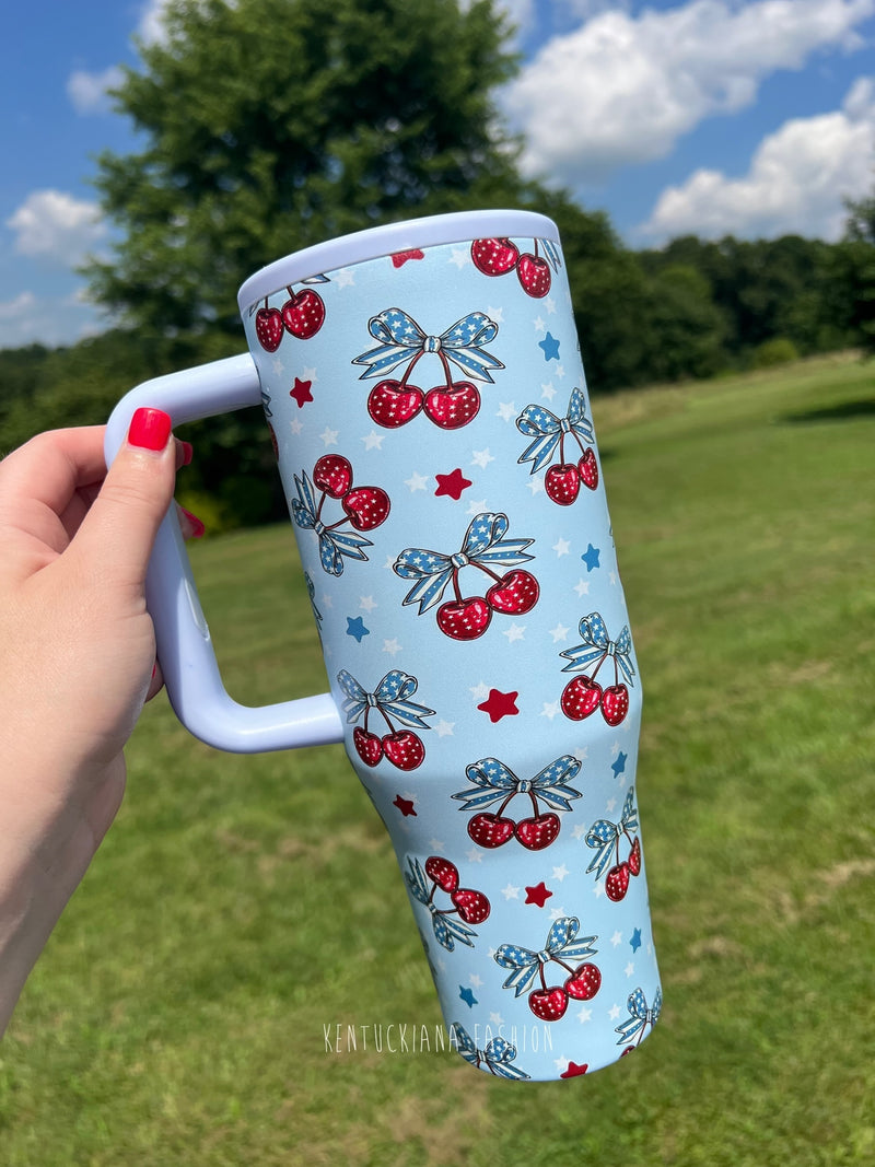 40 oz tumbler- Cherry bows
