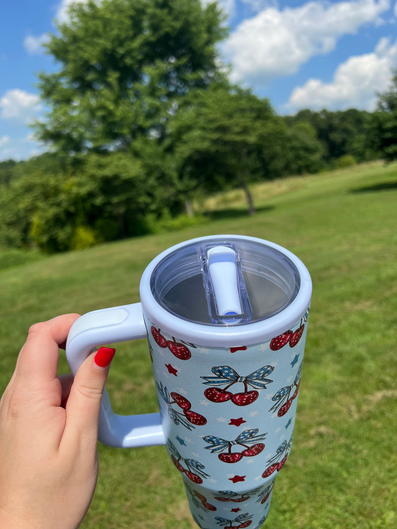 40 oz tumbler- Cherry bows