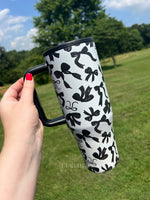 40 oz tumbler- Black bows