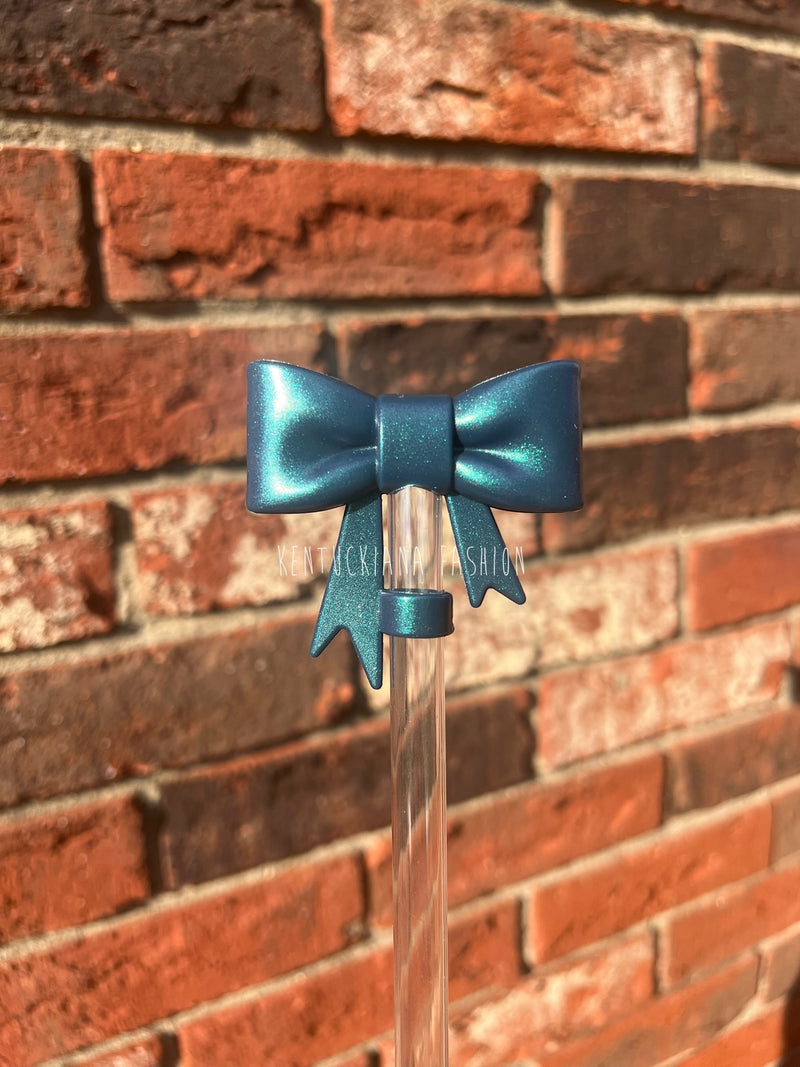3D Bow Straw Topper- Opal