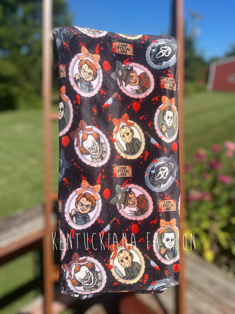 60x80 Fuzzy Blanket - Horror & Bows