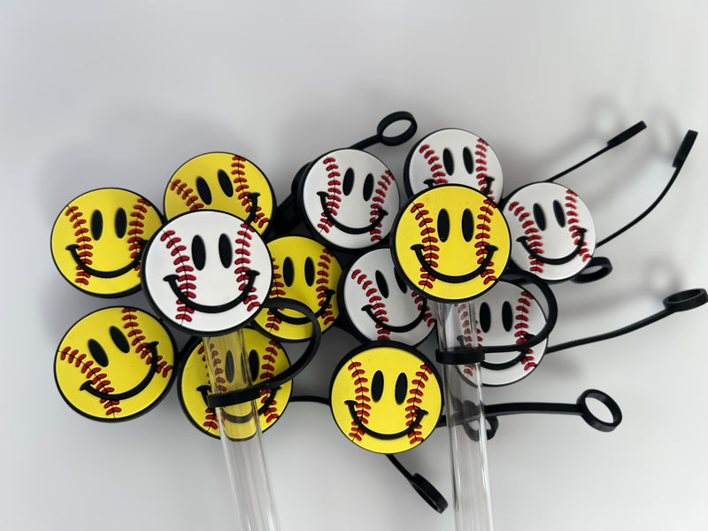 10mm Straw Topper- Ball happy face