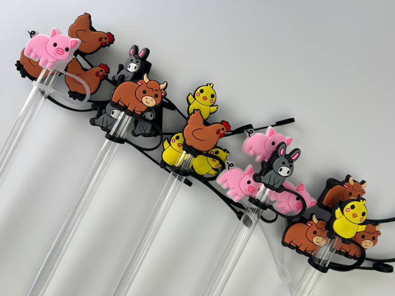 10mm Straw Topper- Farm animals