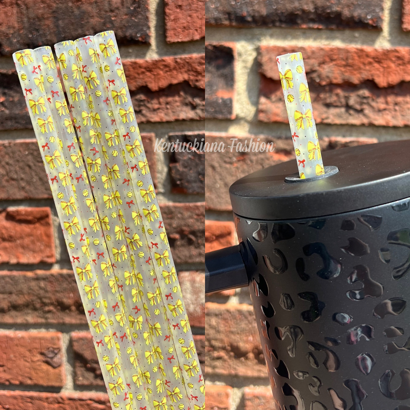 40 ounce straw - Softball bows