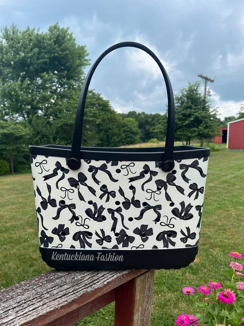 Large size EVA beach totes- Black bows