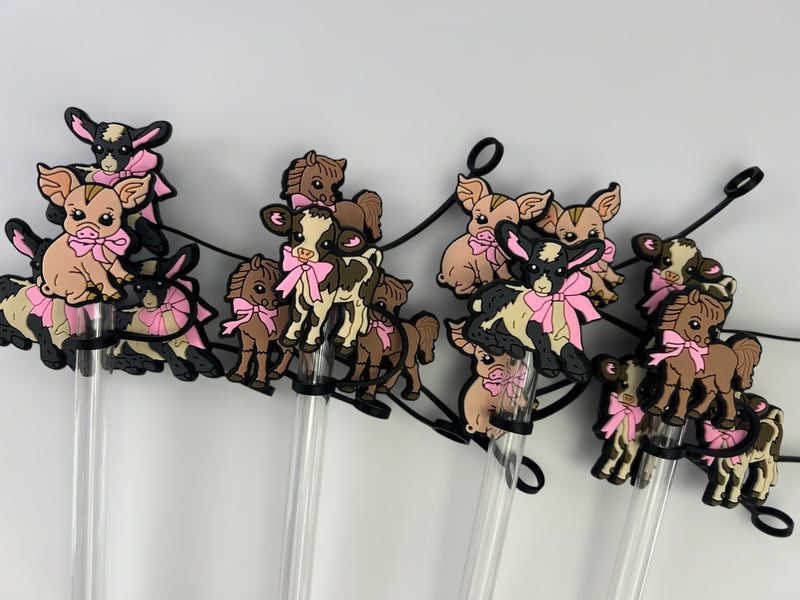 10mm Straw Topper- Coquette baby animals