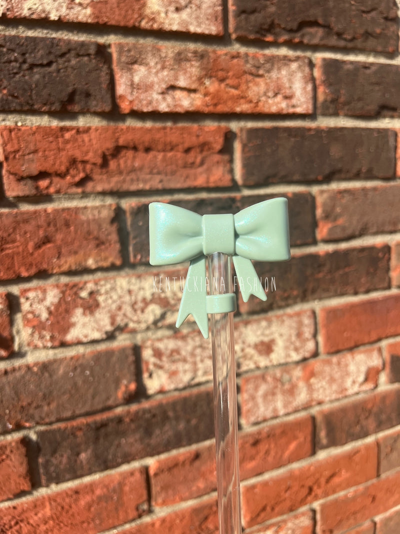 3D Bow Straw Topper- Opal