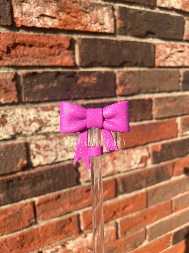 3D Bow Straw Topper- Glitter