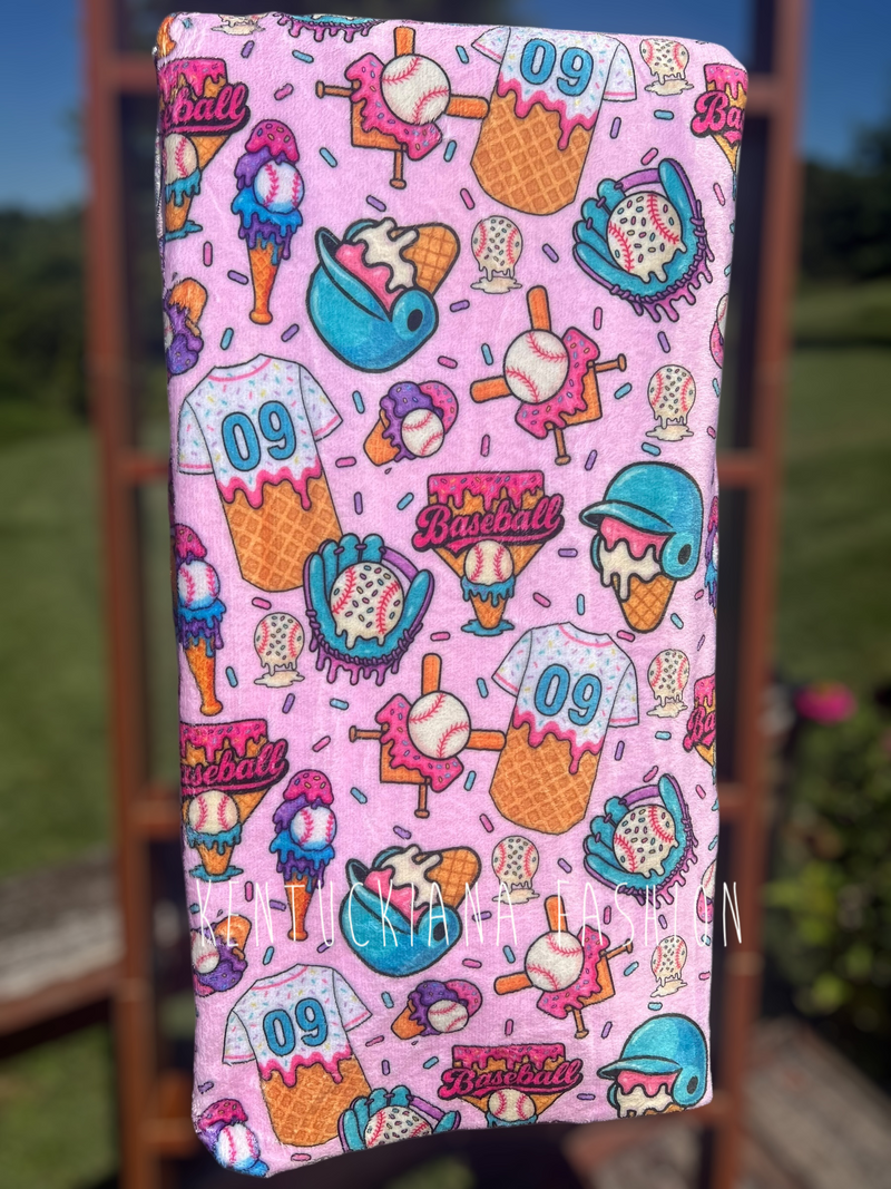 60x80 Fuzzy Blanket - Baseball drip