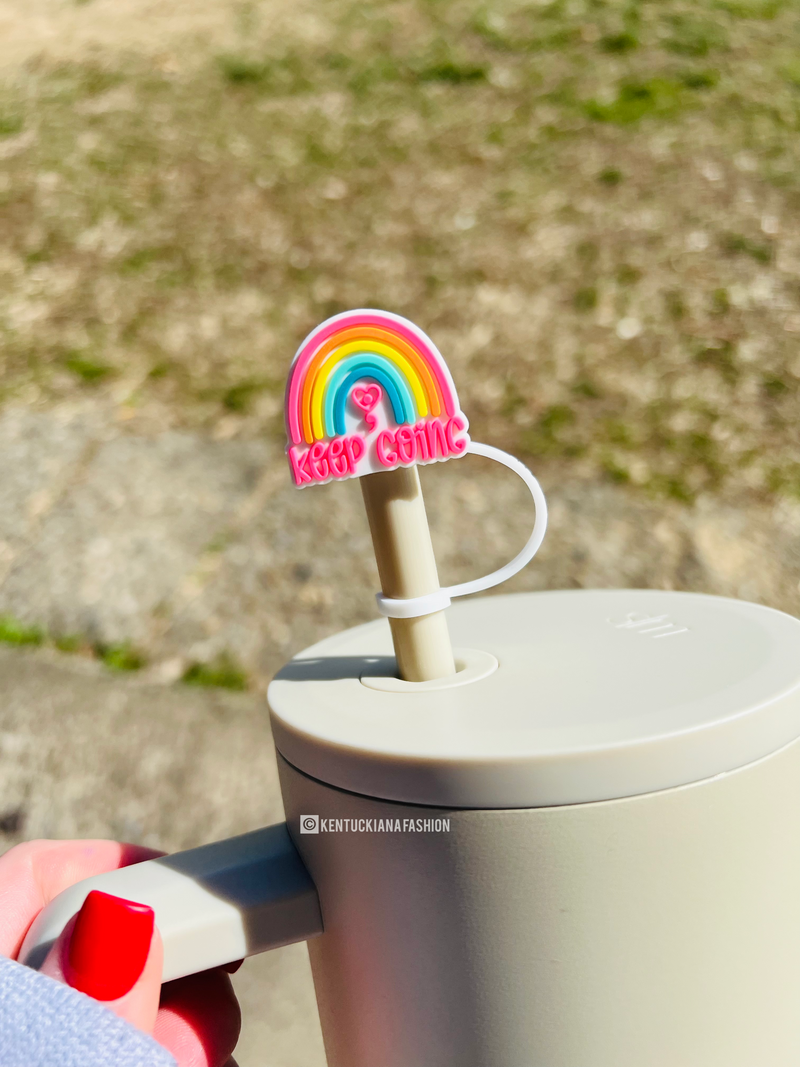 10mm Straw Topper- Keep Going Rainbow