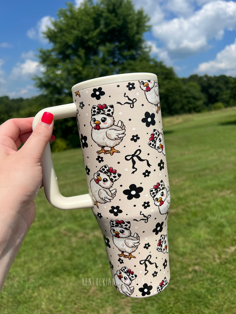 40 oz tumbler- Cow bow chicken