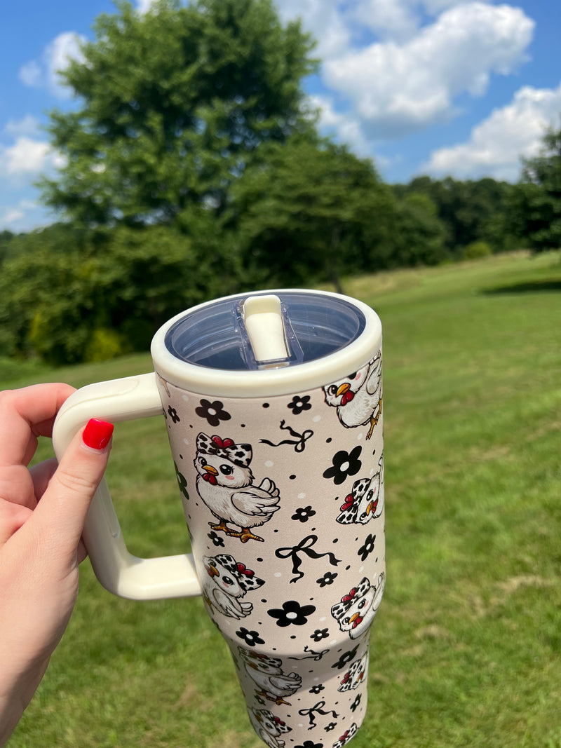 40 oz tumbler- Cow bow chicken