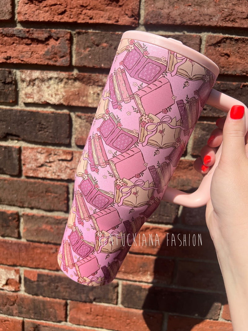 40 oz tumbler- Bows & books