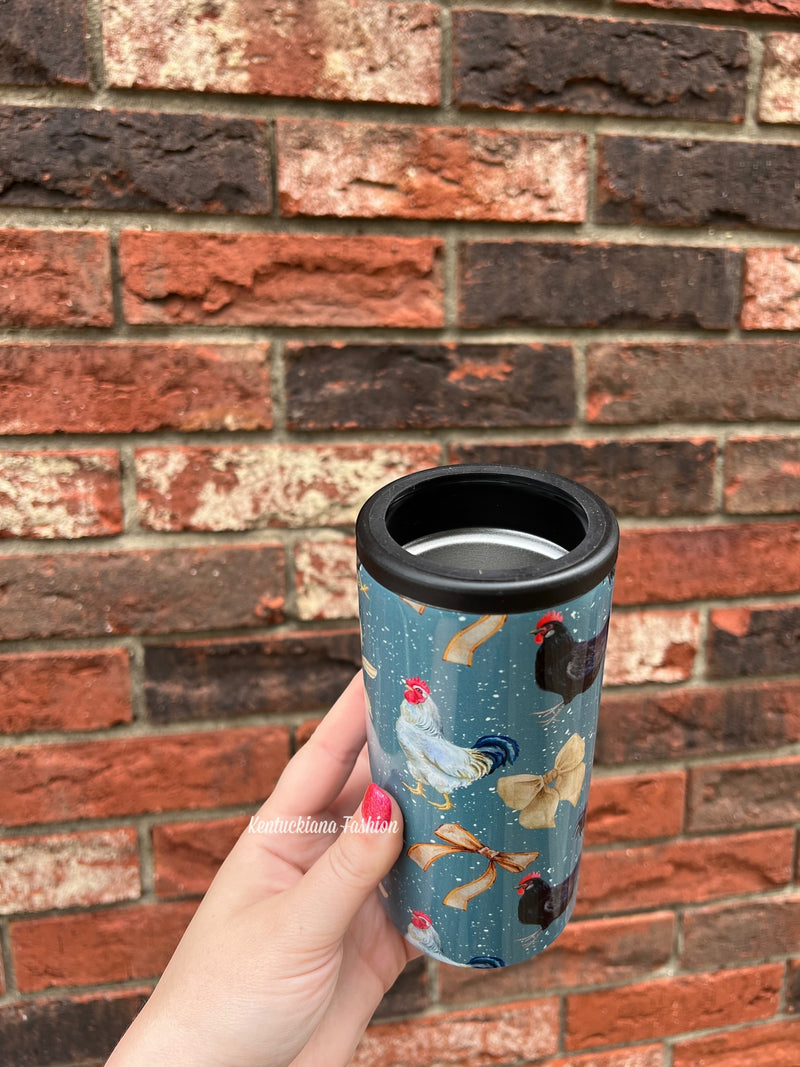 12 oz skinny can koozie - coquette chicken