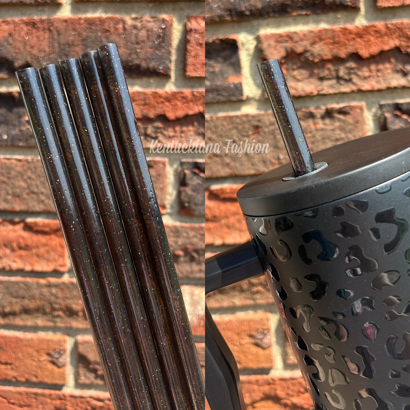 40 ounce straw - Black solid glitter