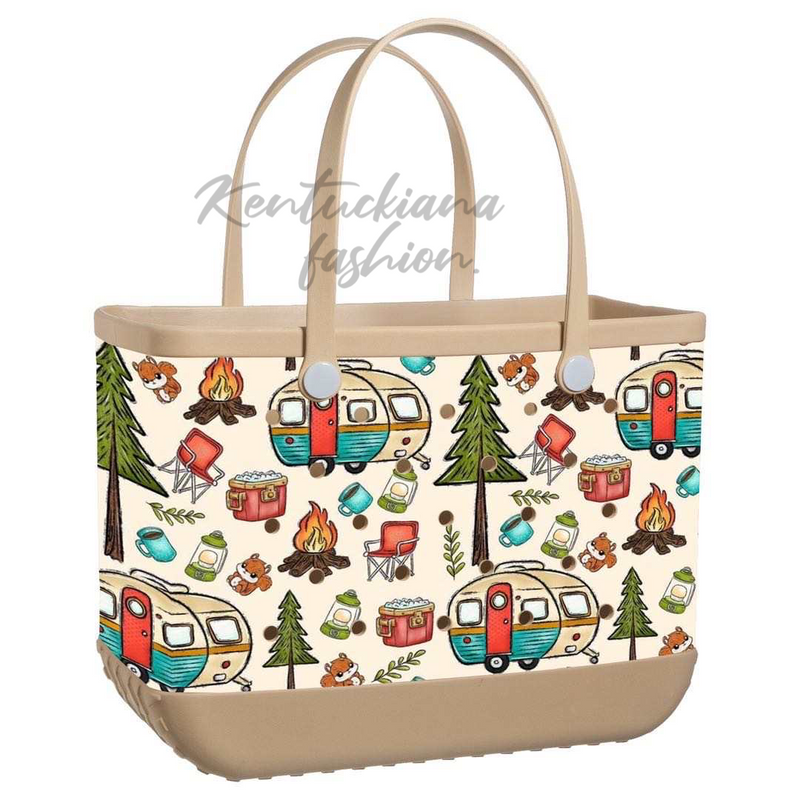 Exclusive camping/beach rubber tote