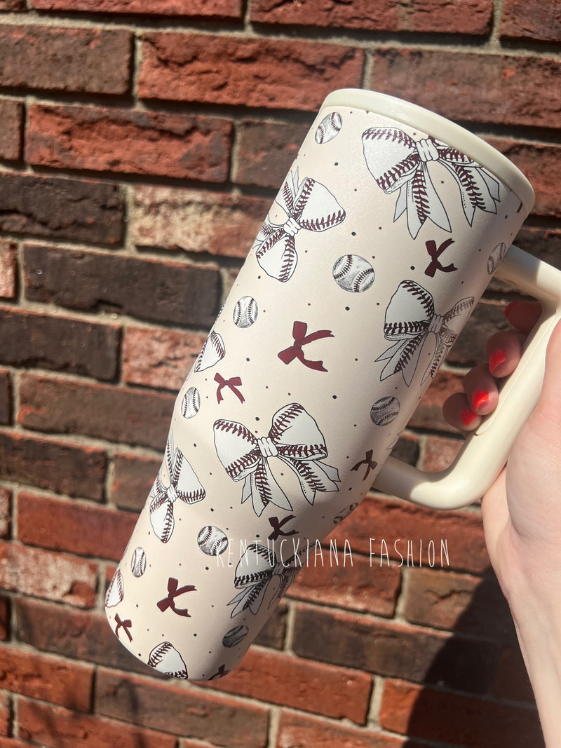 40 oz tumbler- Baseball bows