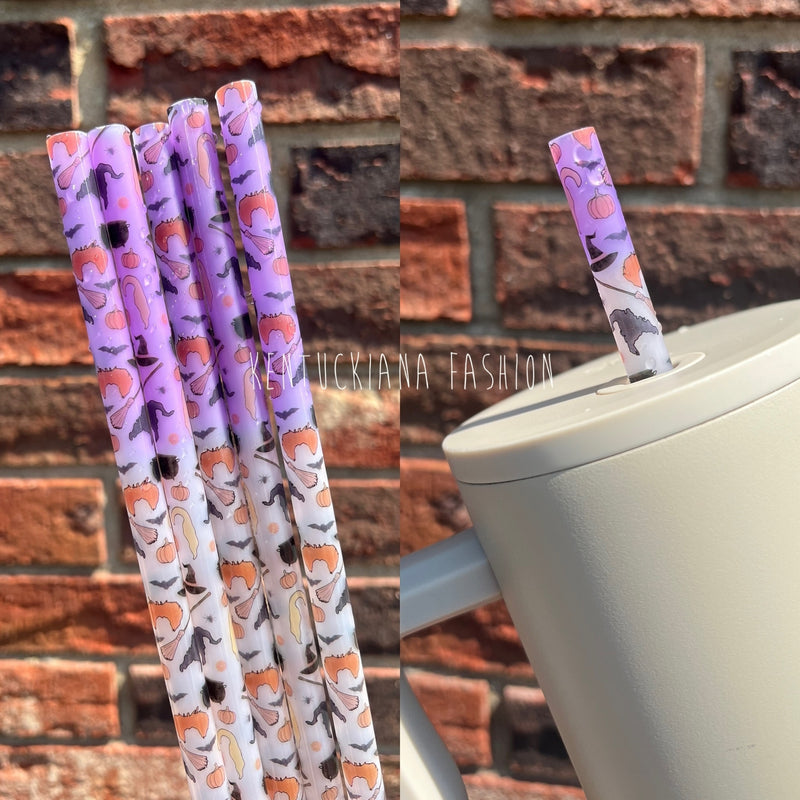 40 ounce straw - color changing purple witches