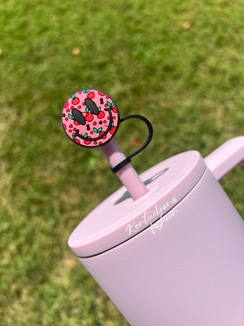 10mm Straw Topper- Cherry happy face