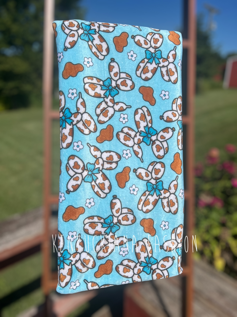 60x80 Fuzzy Blanket - Cow balloon dog