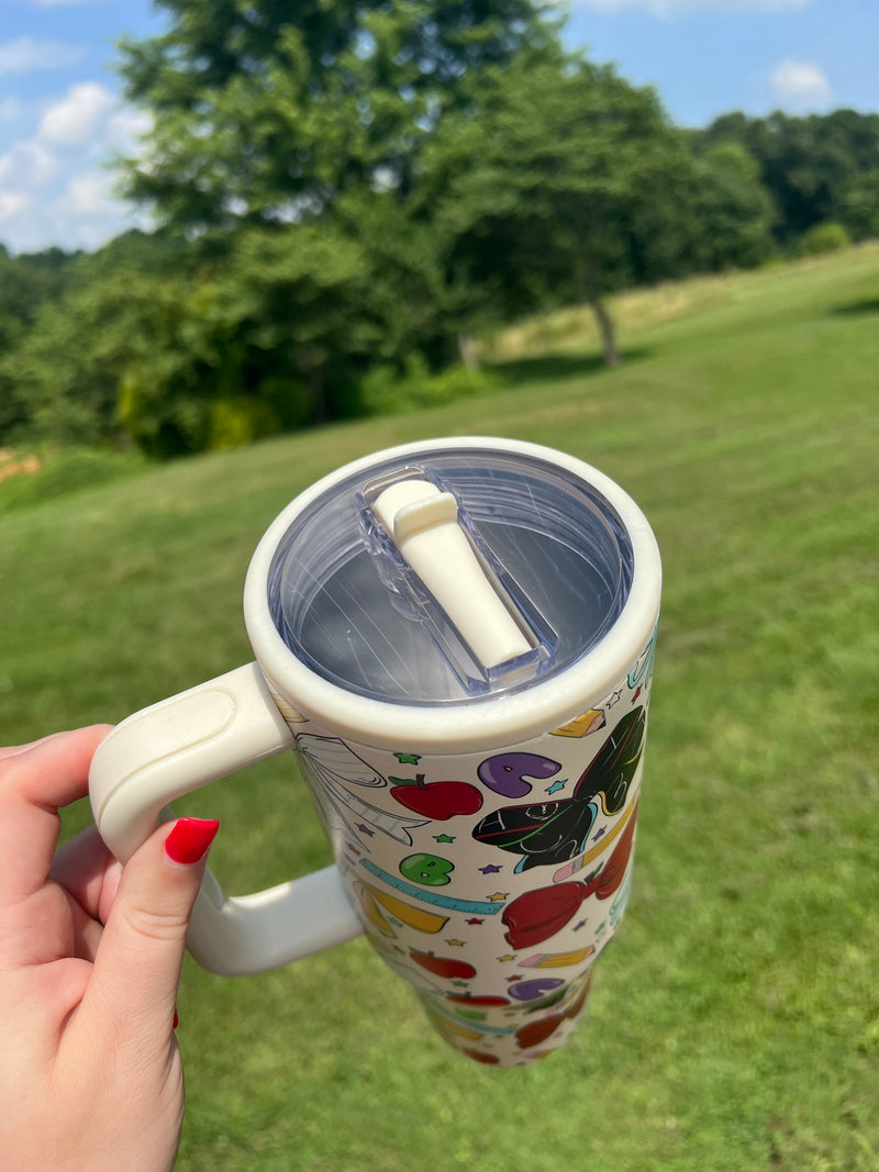 40 oz tumbler- Teacher bows