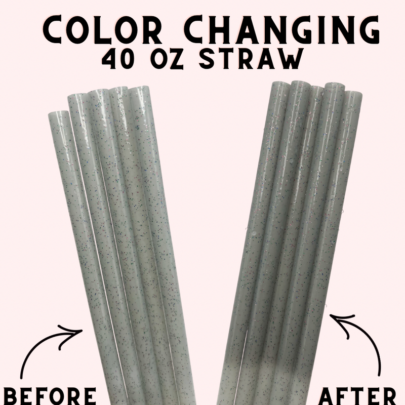 40 ounce straw - color changing black solid glitter