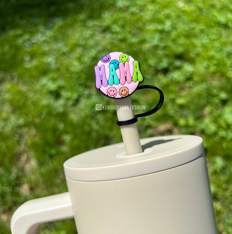 10mm Straw Topper- Mama happy face