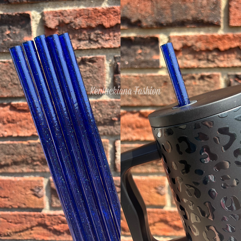 40 ounce straw - Royal blue solid glitter