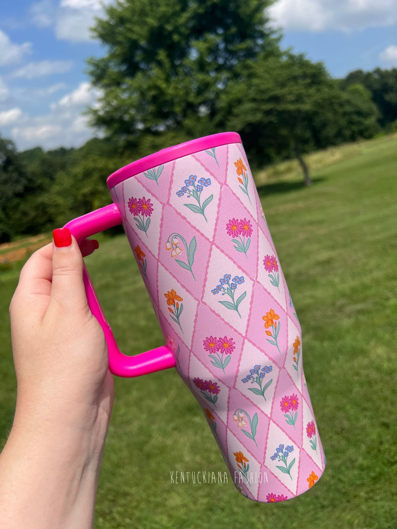 40 oz tumbler- Diamond floral