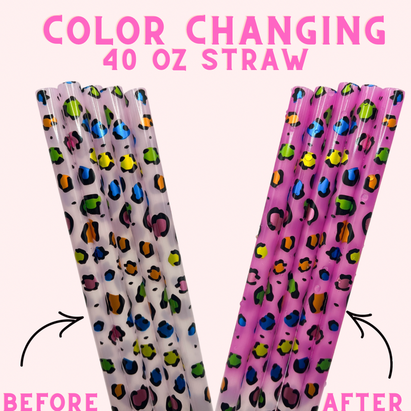 40 ounce straw - color changing rainbow cheetah