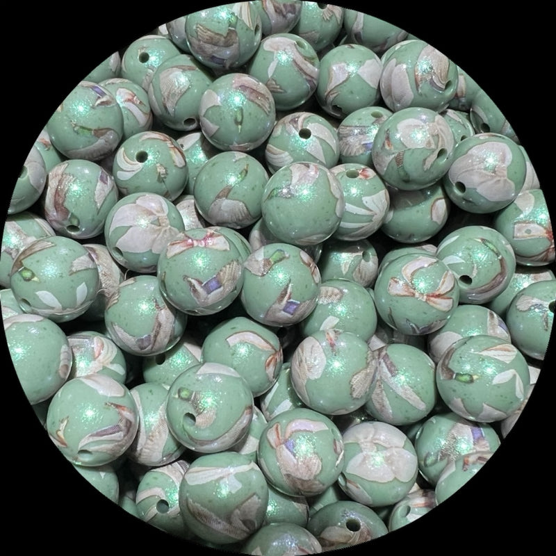 15mm Silicone Printed Round Bead - Coquette mallard ducks