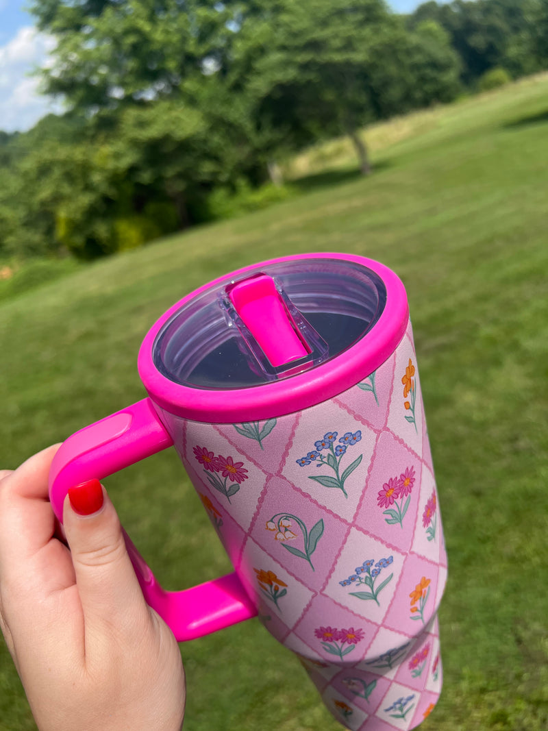 40 oz tumbler- Diamond floral
